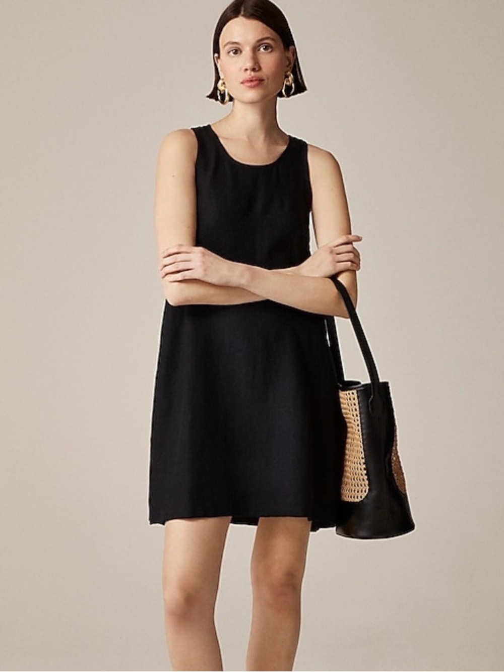 NWOT J.Crew Black Linen Shift Dress